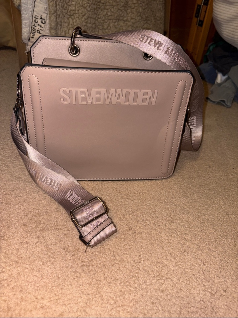 Steve Madden Dusty Mauve Crossbody with Branded Strap